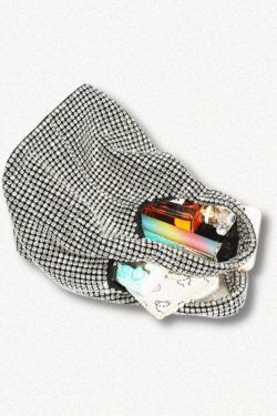 Y2K Disco Cowgirl Silver Rhinestone Handbag - Retro Style Grunge Accessory