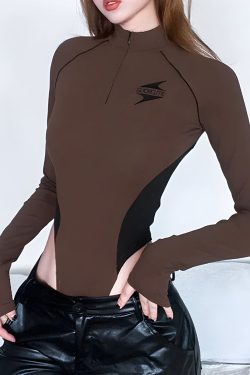 Y2K Extra Long Sleeve Bodysuit - Retro Style Grunge Outfit for 90s Fashion Lovers