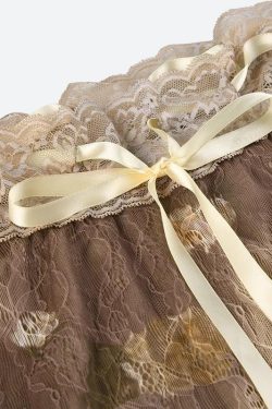 Y2K Fairy Grunge Floral Lace Off Shoulder Top - Retro 90s Style