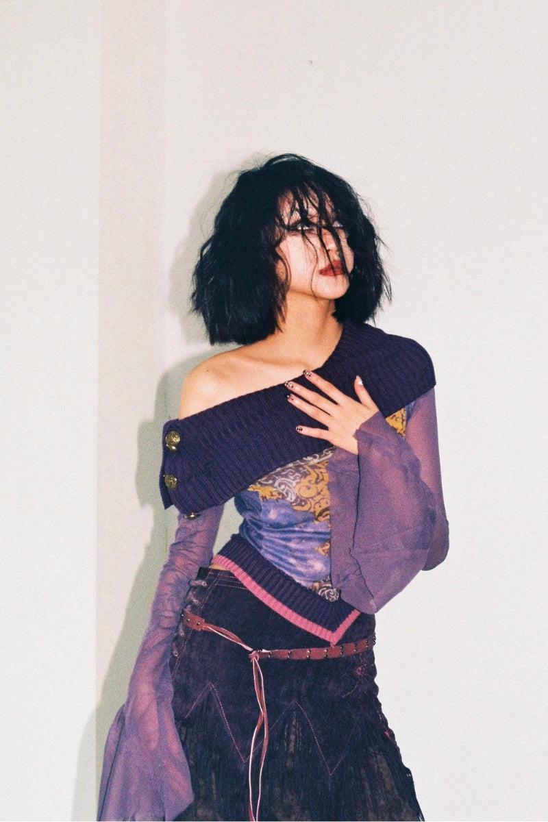 Y2K Fairy Grunge Off Shoulder Mesh Top - Retro 90s Style Douyin Fashion Y2K Fairy Grunge Off Shoulder Mesh Top - Retro 90s Style Douyin Fashion