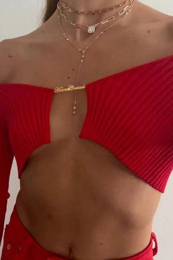 Y2K Fashion Baddie Knitted Open Front Crop Top - Retro Style 90s Summer Outfit