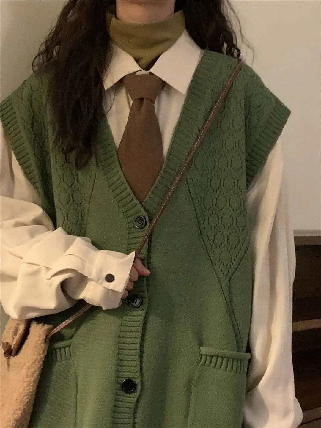 Y2K Fashion Dark Academia Deep V-Neck Sleeveless Cardigan - Retro Style Grunge Outfit Y2K Fashion Dark Academia Deep V-Neck Sleeveless Cardigan - Retro Style Grunge Outfit