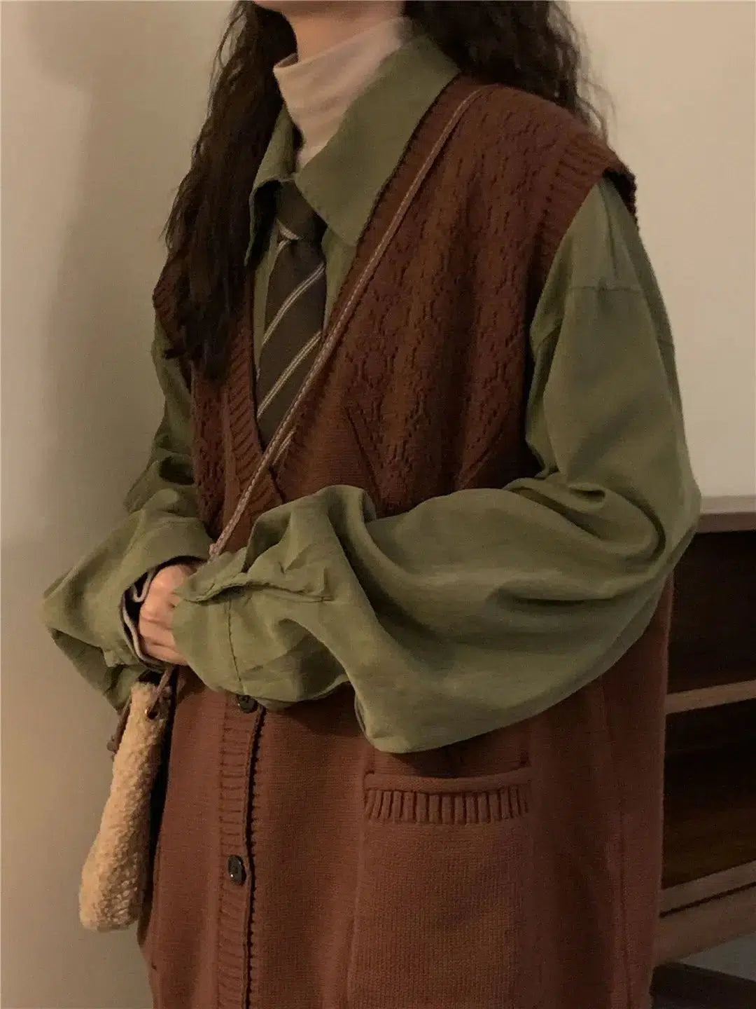 Y2K Fashion Dark Academia Deep V-Neck Sleeveless Cardigan - Retro Style Grunge Outfit Y2K Fashion Dark Academia Deep V-Neck Sleeveless Cardigan - Retro Style Grunge Outfit