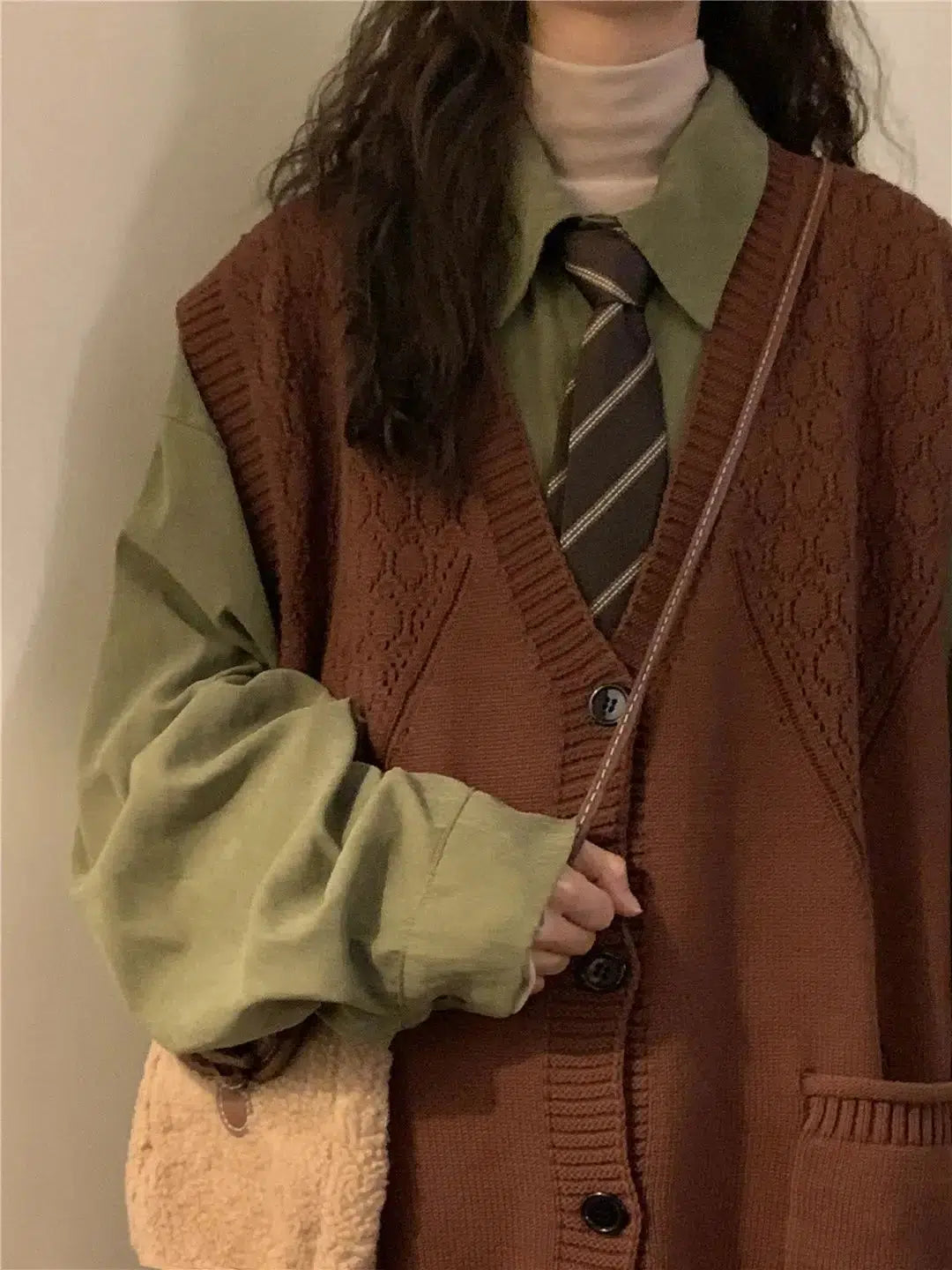 Y2K Fashion Dark Academia Deep V-Neck Sleeveless Cardigan - Retro Style Grunge Outfit