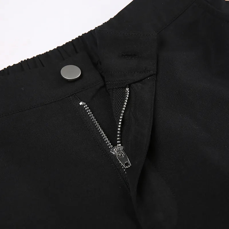 Y2K Gothic Lace Up Flare Pants - Retro 90s Grunge Style