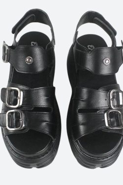 Y2K Grunge Belted Platform Sandals - Retro 90s Fashion Y2K Shoes