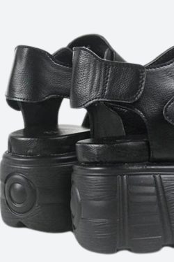 Y2K Grunge Belted Platform Sandals - Retro 90s Fashion Y2K Shoes