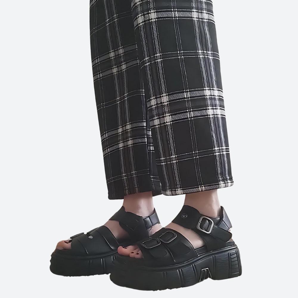 Y2K Grunge Belted Platform Sandals - Retro 90s Fashion Y2K Shoes Y2K Grunge Belted Platform Sandals - Retro 90s Fashion Y2K Shoes