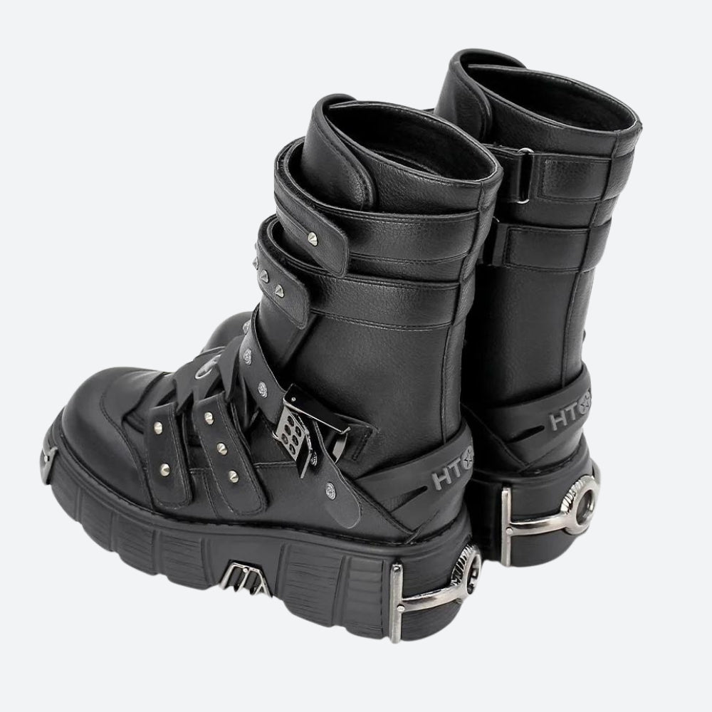 Y2K Grunge Chunky Platform Boots with Velcro Straps - Retro 90s Style Y2K Grunge Chunky Platform Boots with Velcro Straps - Retro 90s Style