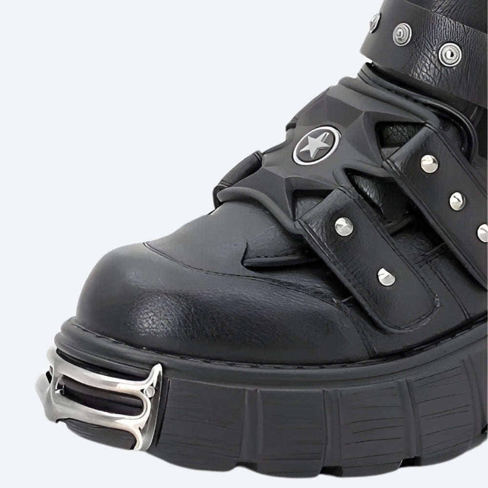 Y2K Grunge Chunky Platform Boots with Velcro Straps - Retro 90s Style Y2K Grunge Chunky Platform Boots with Velcro Straps - Retro 90s Style