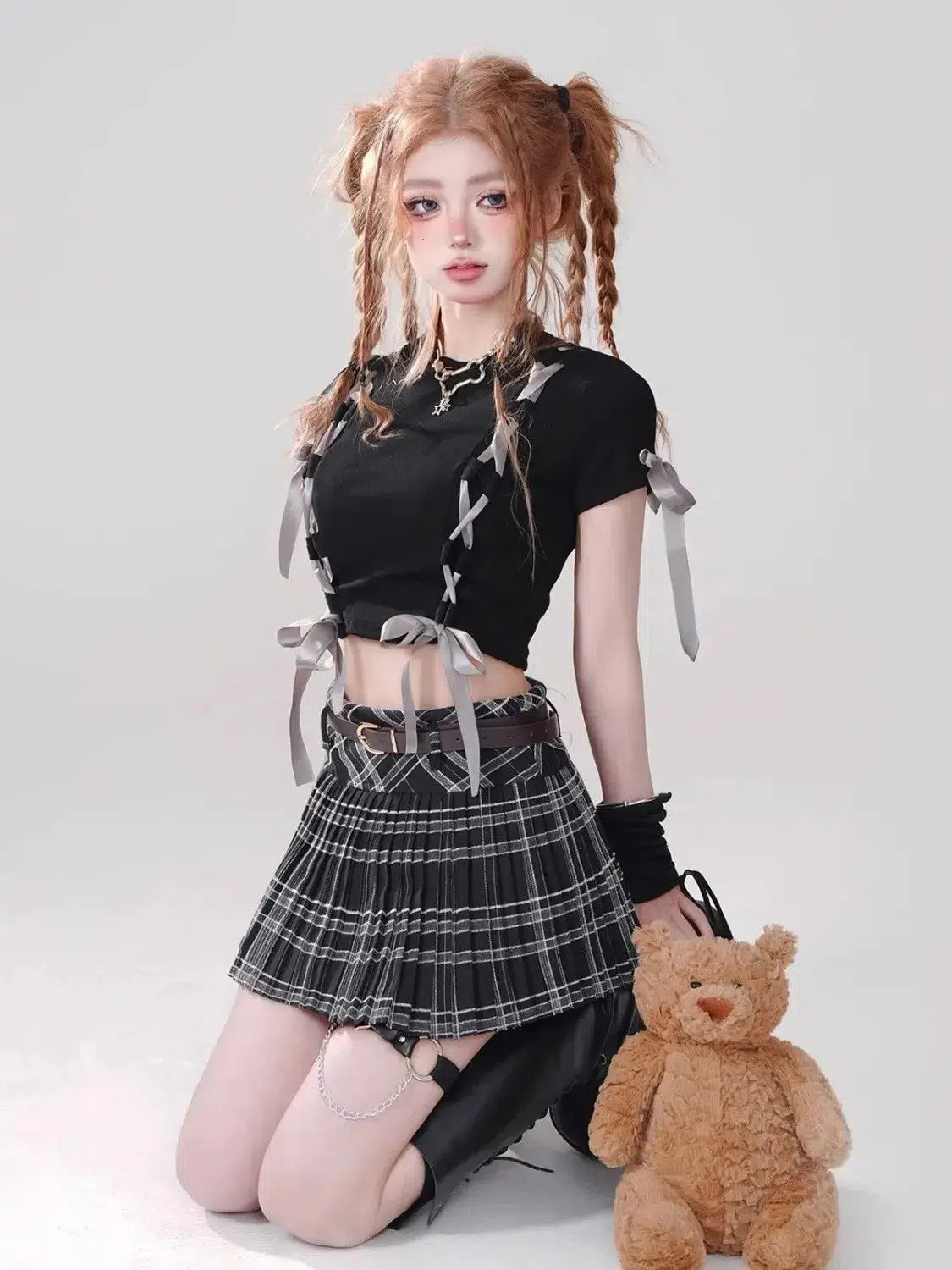 Y2K Grunge Coquette Lace Up Crop Top - Retro 90s Fashion Statement Y2K Grunge Coquette Lace Up Crop Top - Retro 90s Fashion Statement