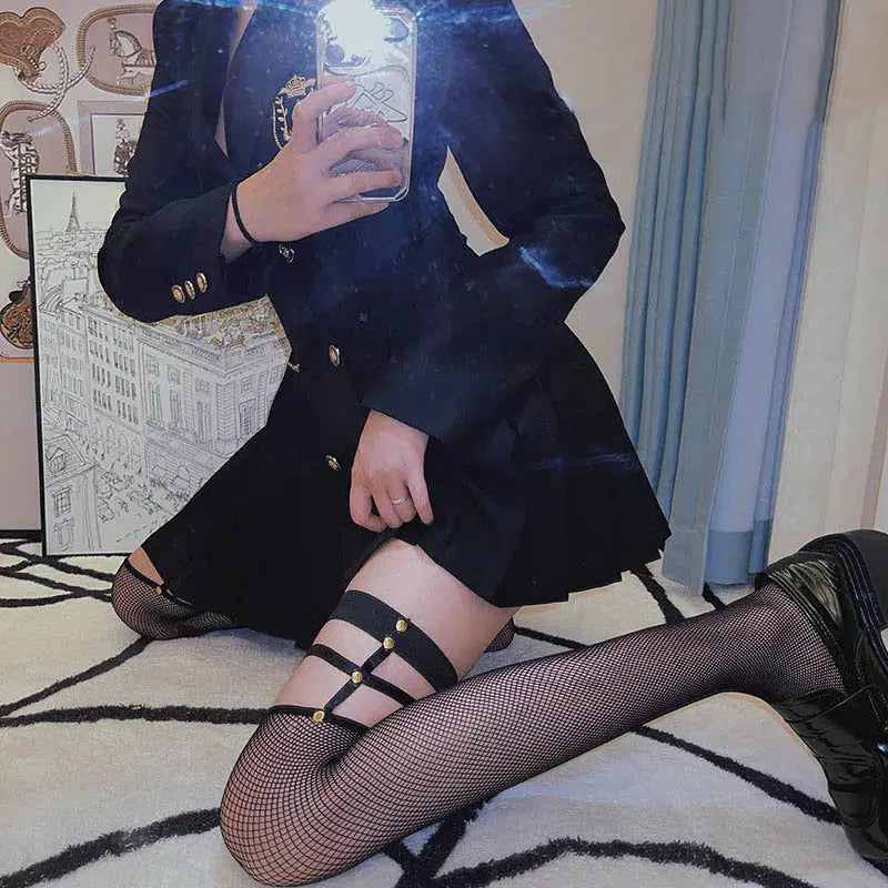 Y2K Grunge Fishnet Thigh High Socks - Retro 90s Style for Edgy Outfits