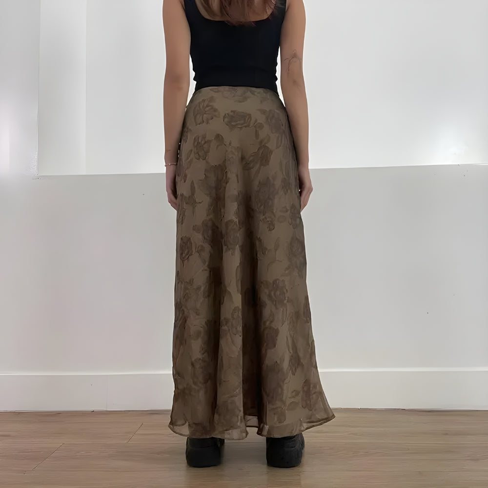 Y2K Grunge Floral Maxi Skirt - Retro 90s Fashion Statement