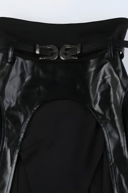 Y2K Grunge Goth Double Slit Maxi Skirt - Retro 90s Fashion Statement