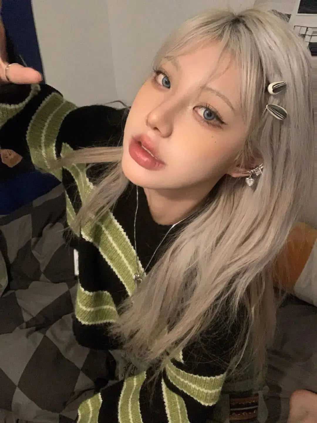 Y2K Grunge Green Striped Crop Sweater - Retro 90s Fashion Statement Y2K Grunge Green Striped Crop Sweater - Retro 90s Fashion Statement