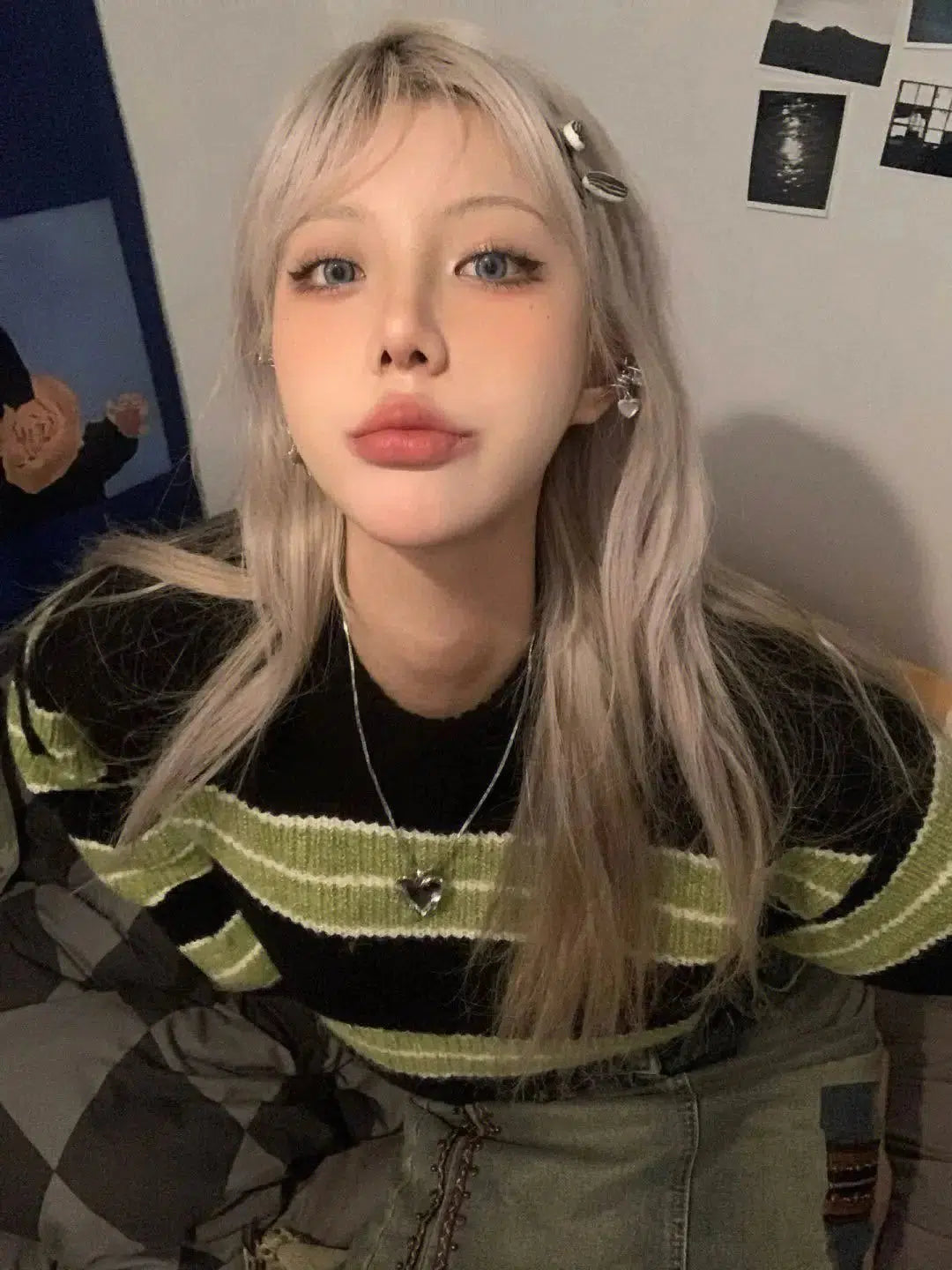 Y2K Grunge Green Striped Crop Sweater - Retro 90s Fashion Statement Y2K Grunge Green Striped Crop Sweater - Retro 90s Fashion Statement