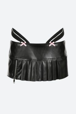 Y2K Grunge Pleated Zipper Slit Micro Mini Skirt - Retro 90s Fashion Outfit