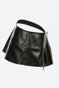 Y2K Grunge Pleated Zipper Slit Micro Mini Skirt - Retro 90s Fashion Outfit