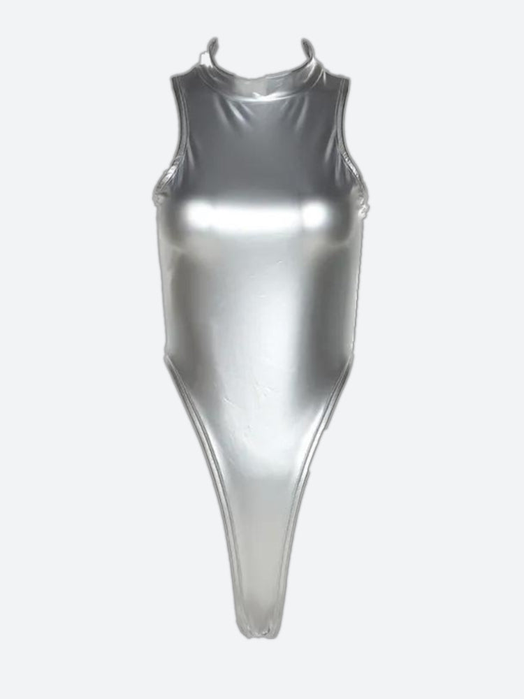 Y2K High Neck Zip-Up Bodysuit - Retro Style Grunge Outfit for Trendy Y2K Fashion Y2K High Neck Zip-Up Bodysuit - Retro Style Grunge Outfit for Trendy Y2K Fashion