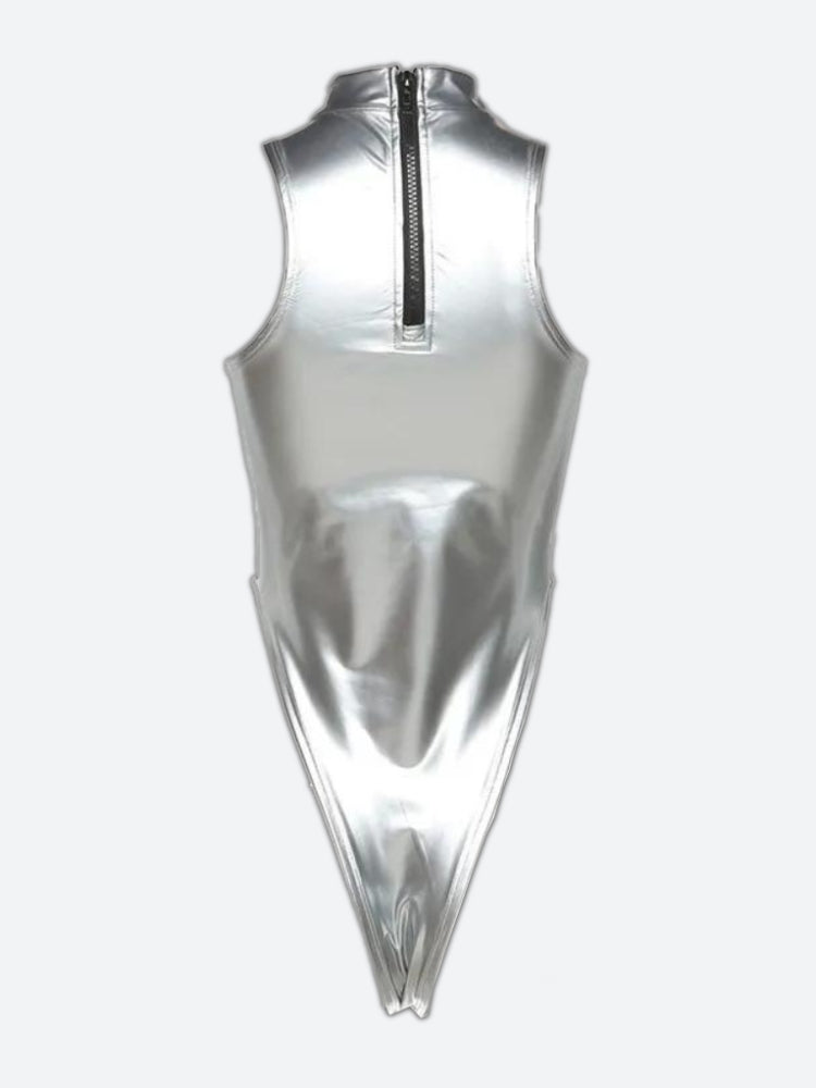 Y2K High Neck Zip-Up Bodysuit - Retro Style Grunge Outfit for Trendy Y2K Fashion Y2K High Neck Zip-Up Bodysuit - Retro Style Grunge Outfit for Trendy Y2K Fashion