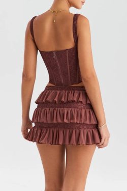 Y2K Lace Corset Top & Mini Skirt Set - Retro Style Y2K Summer Outfit