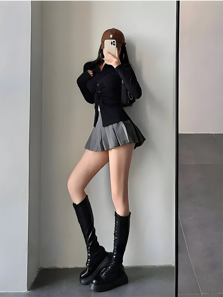 Y2K Pleated Tennis Mini Skirt - Retro 90s Fashion Grunge Outfit