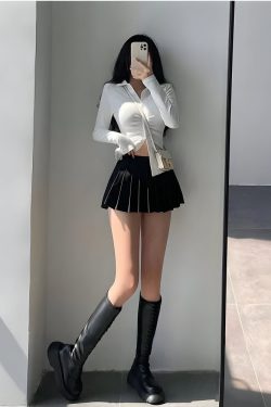 Y2K Pleated Tennis Mini Skirt - Retro 90s Fashion Grunge Outfit