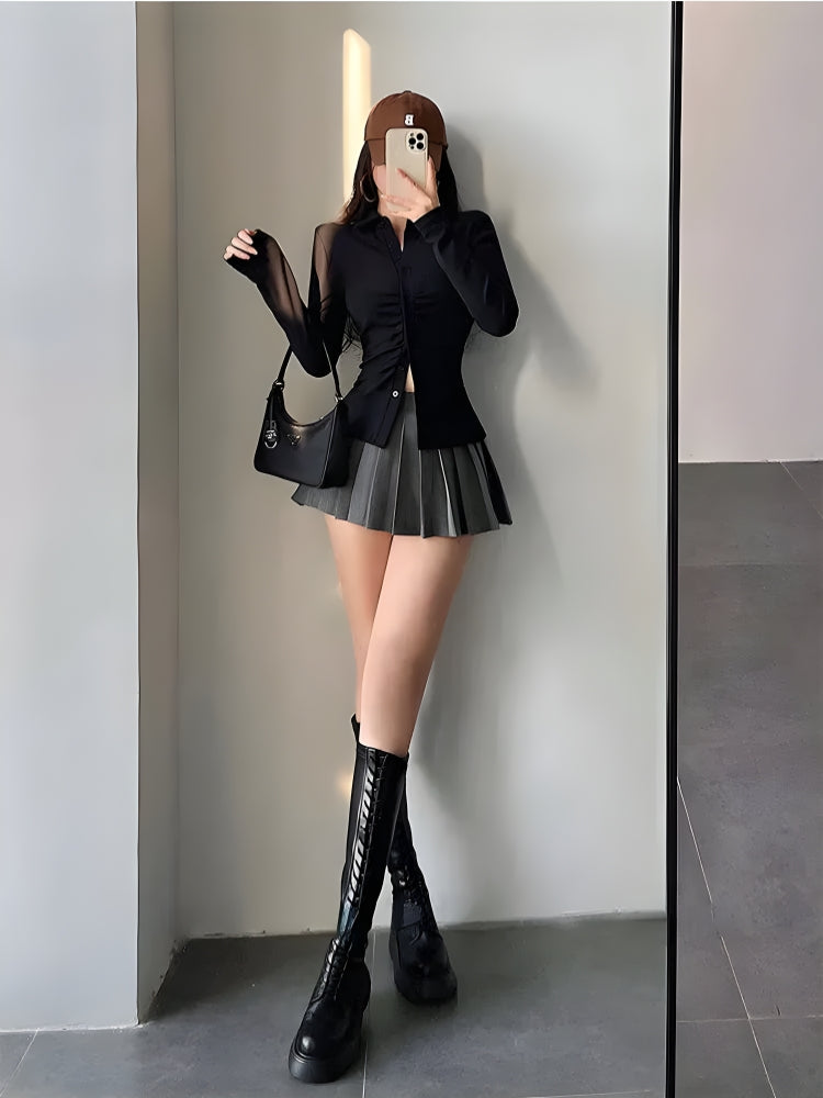 Y2K Pleated Tennis Mini Skirt - Retro 90s Fashion Grunge Outfit