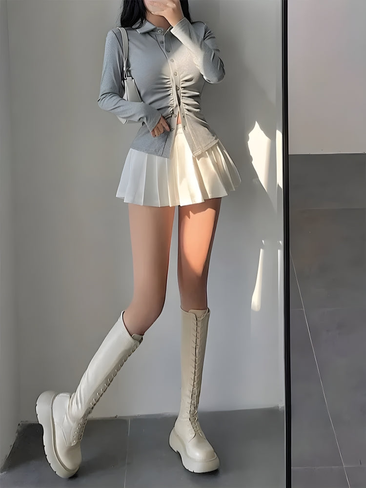 Y2K Pleated Tennis Mini Skirt - Retro 90s Fashion Grunge Outfit