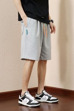 Y2K Retro Colored Laces Striped Sweatshorts - Perfect for 90s and Grunge Outfits
