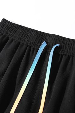 Y2K Retro Colored Laces Striped Sweatshorts - Perfect for 90s and Grunge Outfits