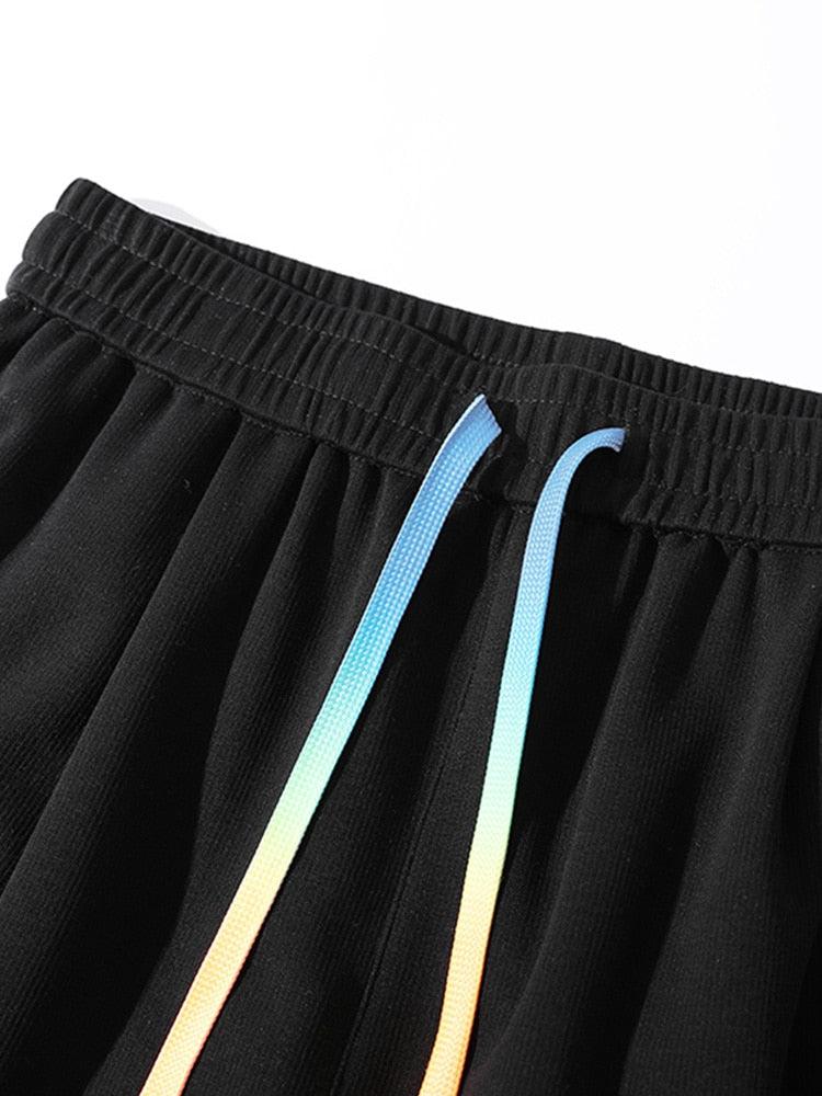Y2K Retro Colored Laces Striped Sweatshorts - Perfect for 90s and Grunge Outfits Y2K Retro Colored Laces Striped Sweatshorts - Perfect for 90s and Grunge Outfits