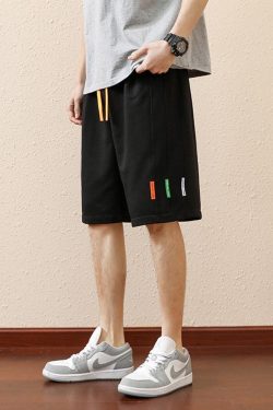 Y2K Retro Colored Laces Striped Sweatshorts - Perfect for 90s and Grunge Outfits