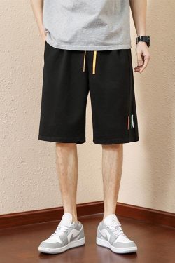 Y2K Retro Colored Laces Striped Sweatshorts - Perfect for 90s and Grunge Outfits