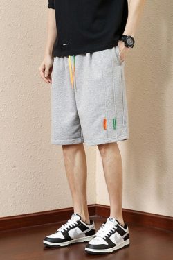 Y2K Retro Colored Laces Striped Sweatshorts - Perfect for 90s and Grunge Outfits