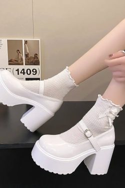 Y2K Retro Coquette Platform Chunky Mary Jane Shoes - Perfect for 90s and Grunge Outfits