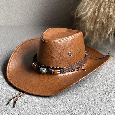 Y2K Retro Cowgirl Adjustable Faux Leather Western Hat - Perfect for 90s and Grunge Outfits Y2K Retro Cowgirl Adjustable Faux Leather Western Hat - Perfect for 90s and Grunge Outfits
