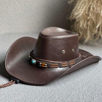 Y2K Retro Cowgirl Adjustable Faux Leather Western Hat - Perfect for 90s and Grunge Outfits Y2K Retro Cowgirl Adjustable Faux Leather Western Hat - Perfect for 90s and Grunge Outfits
