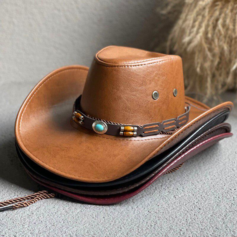 Y2K Retro Cowgirl Adjustable Faux Leather Western Hat - Perfect for 90s and Grunge Outfits Y2K Retro Cowgirl Adjustable Faux Leather Western Hat - Perfect for 90s and Grunge Outfits