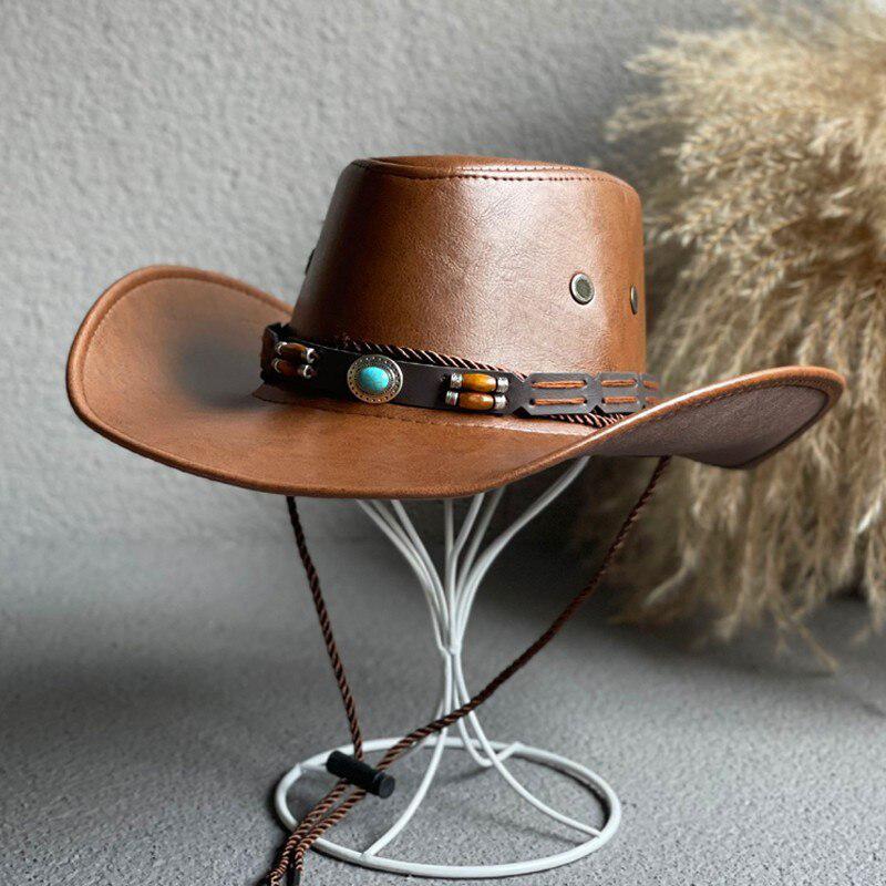 Y2K Retro Cowgirl Adjustable Faux Leather Western Hat - Perfect for 90s and Grunge Outfits Y2K Retro Cowgirl Adjustable Faux Leather Western Hat - Perfect for 90s and Grunge Outfits