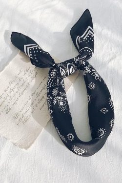 Y2K Retro Cowgirl Satin Paisley Bandana - Perfect for 90s and Grunge Outfits