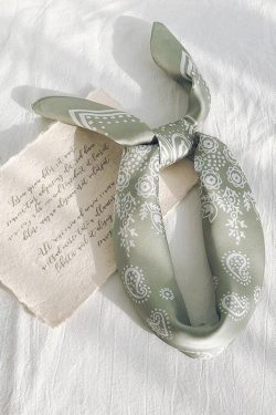 Y2K Retro Cowgirl Satin Paisley Bandana - Perfect for 90s and Grunge Outfits