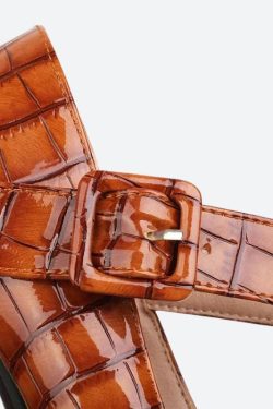 Y2K Retro Crocodile Square Toe Platform High Heels - Perfect for 90s and Grunge Outfits