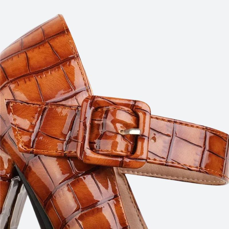 Y2K Retro Crocodile Square Toe Platform High Heels - Perfect for 90s and Grunge Outfits Y2K Retro Crocodile Square Toe Platform High Heels - Perfect for 90s and Grunge Outfits