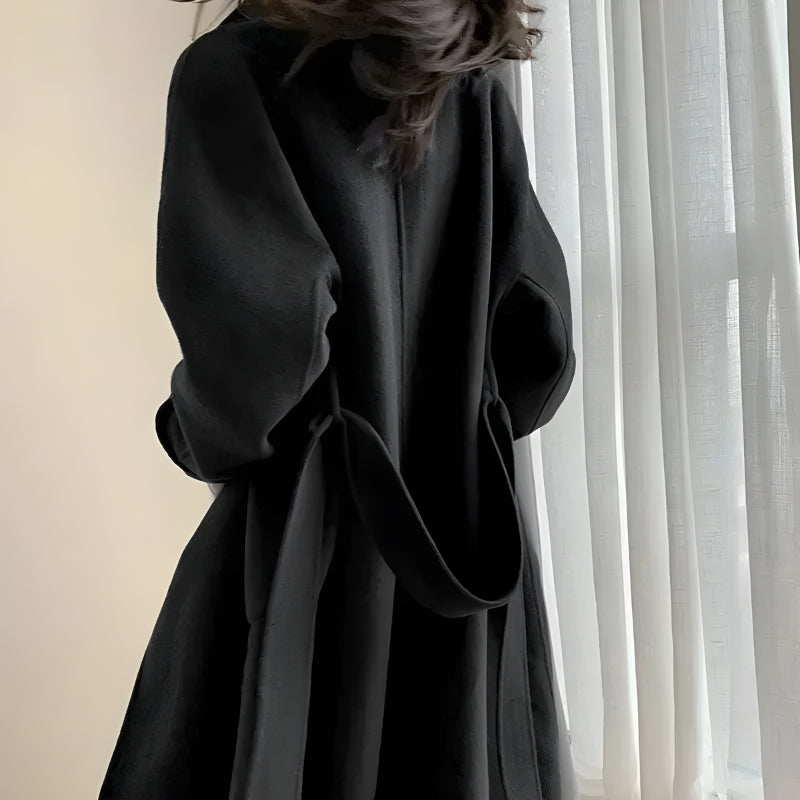 Y2K Retro Dark Academia Belted Long Coat - Perfect for Grunge and 90s Fashion Y2K Retro Dark Academia Belted Long Coat - Perfect for Grunge and 90s Fashion