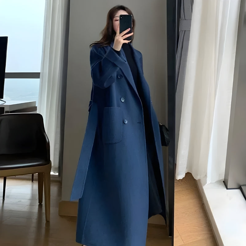 Y2K Retro Dark Academia Belted Long Coat - Perfect for Grunge and 90s Fashion Y2K Retro Dark Academia Belted Long Coat - Perfect for Grunge and 90s Fashion