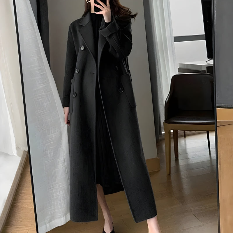 Y2K Retro Dark Academia Belted Long Coat - Perfect for Grunge and 90s Fashion Y2K Retro Dark Academia Belted Long Coat - Perfect for Grunge and 90s Fashion
