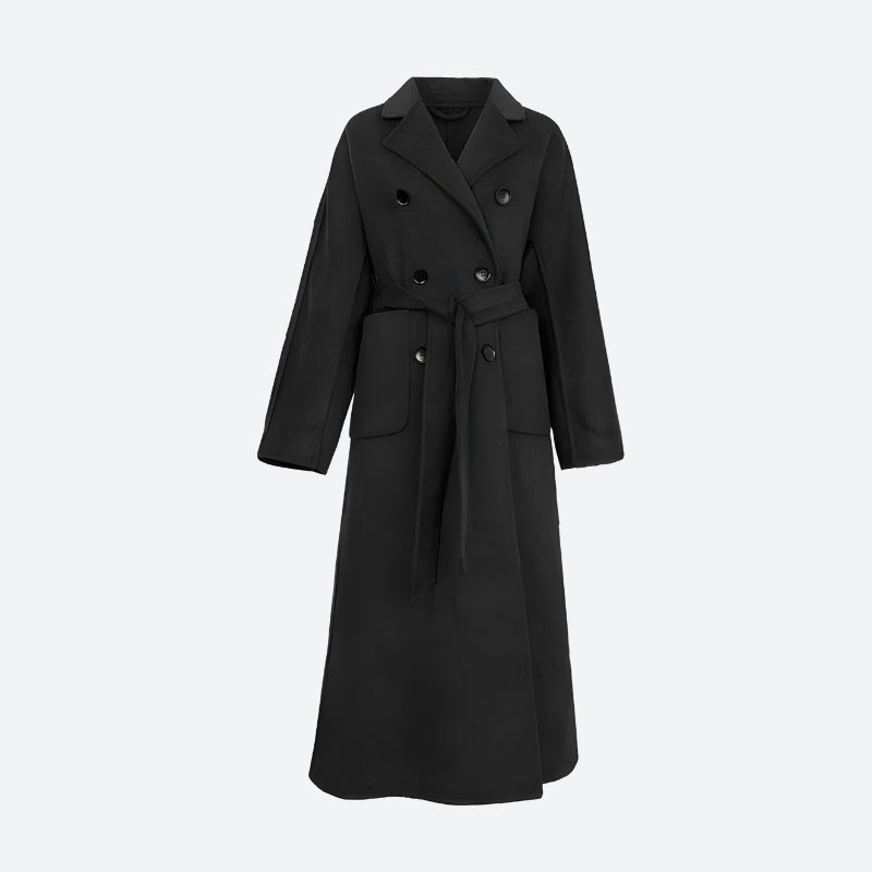 Y2K Retro Dark Academia Belted Long Coat - Perfect for Grunge and 90s Fashion Y2K Retro Dark Academia Belted Long Coat - Perfect for Grunge and 90s Fashion