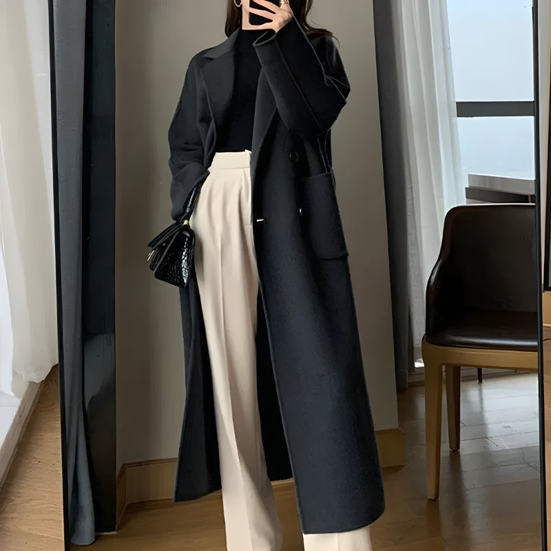 Y2K Retro Dark Academia Belted Long Coat - Perfect for Grunge and 90s Fashion Y2K Retro Dark Academia Belted Long Coat - Perfect for Grunge and 90s Fashion