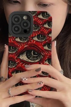 Y2K Retro Devil Eyes Phone Case - Perfect for 90s and Grunge Outfits